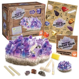 MindWare Dig It Up Giant Gem Discovery Kit - Gemstone Dig Kit Offers Geology for Kids with 12 Real Polished Hidden Gemstones - Includes 1 Giant Gem, Chiseling Tools, Gemstone Poster - Ages 4+