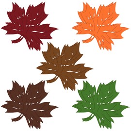 Set of 10 Felt Placemats with Maple Leaf Place Mats Non-Slip Heat Resistant Place Mats Autumn Decoration Placemats for Home Dinner Autumn Decoration Table Decoration