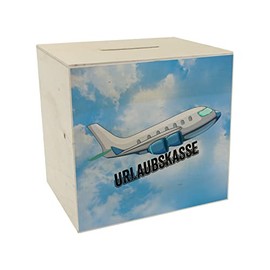Holiday Fund Aeroplane Money Box Made of Wood with Cloud Sky A Beautiful Piggy Bank for Saving on the Next Dream Travel Holiday Summer Money Box Flying Decorative