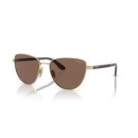 Vogue Eyewear Women's VO4286S Cat Eye Sunglasses, Pale Gold/Dark Brown, 56 mm