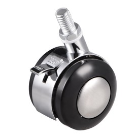 sourcing map Furniture Casters Alloy Plastic 2 Inch Twin Wheel with Brake, M10 x 15mm Threaded Stem Swivel Caster, 44lb Load Capacity
