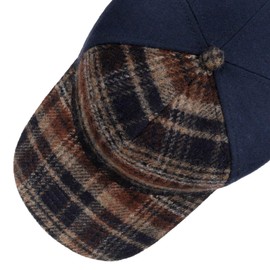 Stetson Wool Check Trucker Cap Men's Checked Pattern Baseball Cap, darkblue