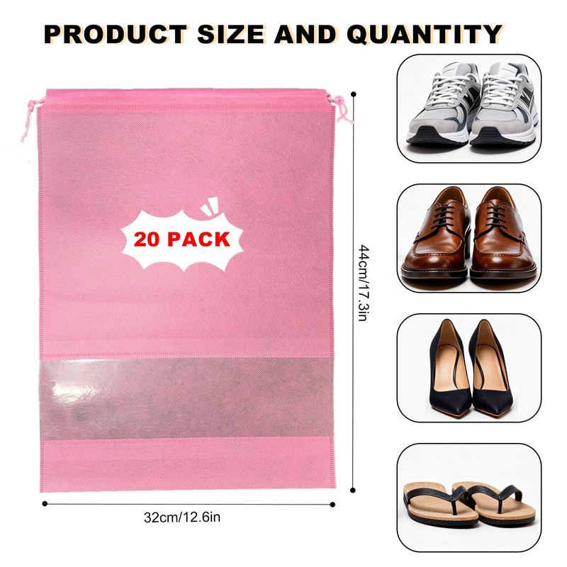 MEOTAKILE 20 Pack Shoe Bags for Travel, 17" x 12.6"