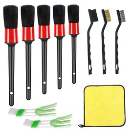 Juego de 11 cepillos para Limpiar automóvil de Limpieza para Coche Cepillos para Detallar Toallas de Limpieza Cepillos Detallado Automotriz para