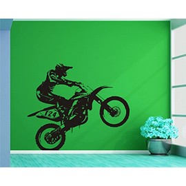 Heaven Decors Dirt Bike Rider Wall Sticker (Vinyl, 70 x 59 cm, Black)