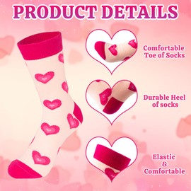 Evankin Valentines Crew Socks Heart Love Pattern Funny Socks for Unisex Men Women Adult Couples Novelty Gifts(2pairs Valentines Set-1)