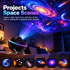 13-in-1 Galaxy Projector for Bedroom – Rotating Ultra-Clear Space & Starry Sky Night Light for Home Ambience