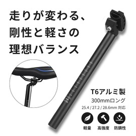 Donaly Bicycle Seatpost T6 Aluminum 1.0/11/1.2/1.2 inches (25.4/27.2/30.9 mm) Lightweight and Heavy Duty Rust Proof Saddle Post for Cross Bikes and Road Bikes, Black (10.0 x 11.8 inches (25.4 x 300 mm