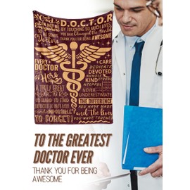 InnoBeta Doctor Gifts for Men Women, Appreciation Thank You Throw Blanket for Doctors on Doctors' Day, Christmas, Retirement, Birthdays, 50 x 65 Inches - Brown
