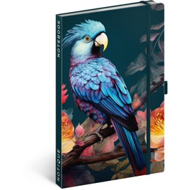 NOTIQUE Notebook Lined with Elastic Band, 13 x 21 cm, Approx. A5, Designer Hardcover Notebook, Notepad, Journal, Diary for Adults, Women (Parrot)