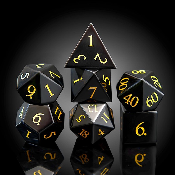 Obsidian Crystal DND Dice Set 7 PCS Suitable for Dungeons