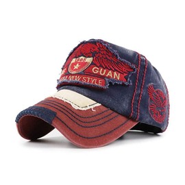 Chennuo Vintage Baseball Cap, Distressed Snapback Caps, Trucker Hat, Cotton, Leisure, Outdoor, Unisex - blue, size: 56-60