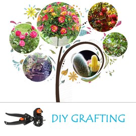 Ballery Grafting Tool Kit, Garden Grafting Scissors Grafting Scissors Ratchet Scissors Set, Professional One-Handed with V + U + Ω Replacement Blade Cutting Tool Set for Flowers Fruit Trees Branches