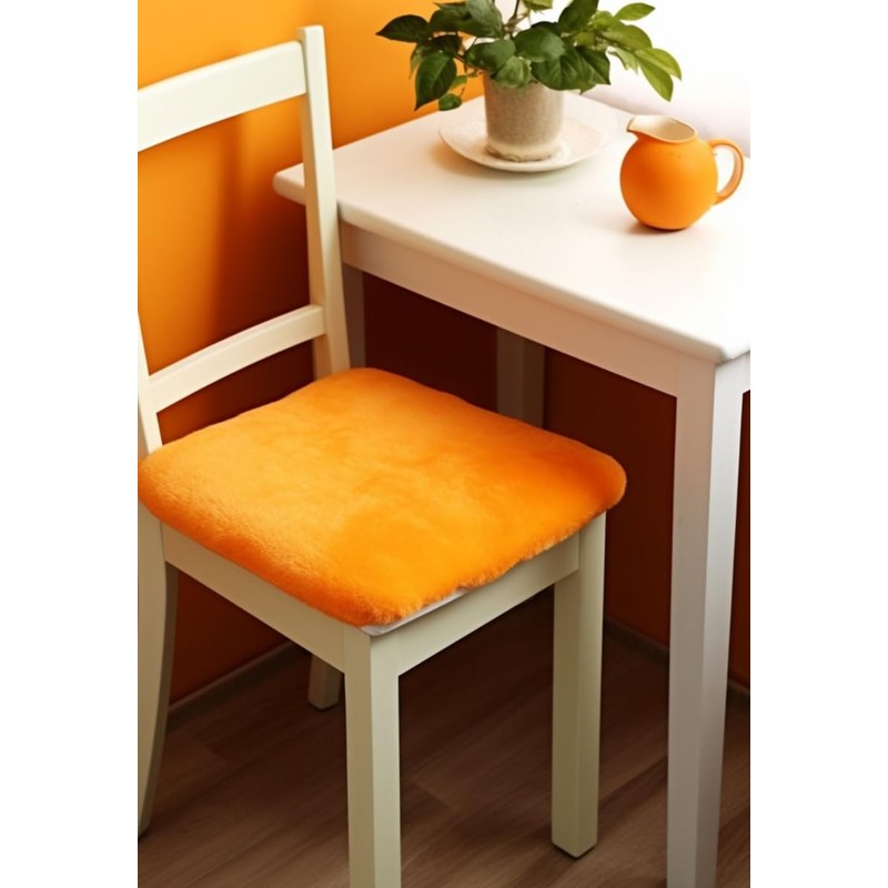 Hollert Lambskin Seat Cushion, 40 x 40 cm, Orange Chair