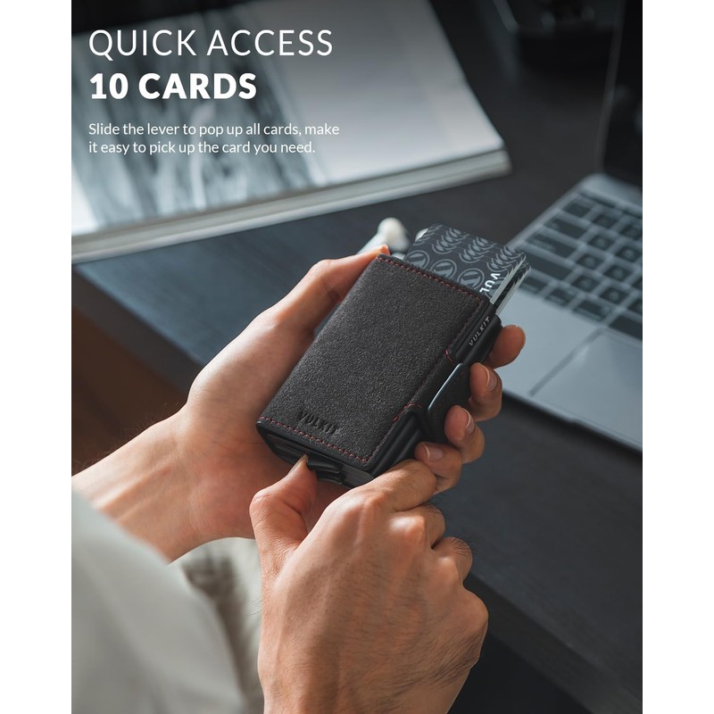 VULKIT Credit Card Holders for Men RFID Blocking Double Pop
