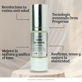 Nuestra Tierra Cosmetica Crema Age Reverse | Crema Facial Anti-arrugas con Bakuchiol, Tensora y Reafirmante, Para Todo Tipo de Piel, Uso Día y Noche, 