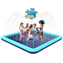 Bilibara Splash Pad for Dogs, Non-Slip Sprinkler for Boys and Girls, Square Splash Pad, Dog Sprinkler Shallow Pool, Outdoor Water Toy for Backyard - Size: 127 inch