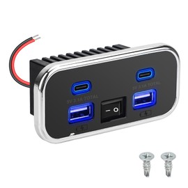 Linkstyle RV USB Outlet, 62W Dual USB-A & Dual Type-C Ports, Power Outlet Panel with Switch for 12V/24V Car Truck Marine