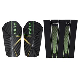 Mitre Unisex Delta Slip Pro Shin Pads, Black/Green/Yellow, M UK