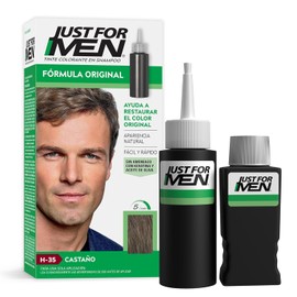 Just For Men Shampoo para Canas, Formula Original, Castaño H35, Aplicación Rápida Hasta 5 Minutos, 66ml