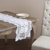 SARO White Crochet Lace Table Runner - 16"x 54" Oblong