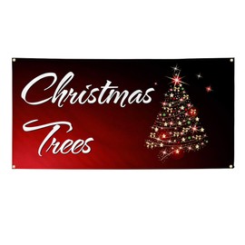 Vinyl Banner Multiple Sizes Christmas Tree Business A Holidays and Occasions Outdoor Weatherproof Industrial Yard Signs Yellow 4 Grommets 12x30Inches