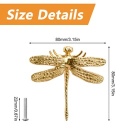 MOROBOR Zinc Alloy Dragonfly Cabinet Knobs, 6 PCS Animal Single Hole Handle, Gold Drawer Pull Knob Decorative Dresser Drawer Handle Knobs