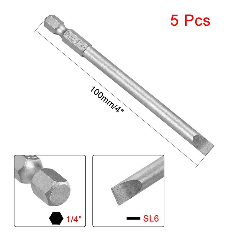 sourcing map 5 Pcs 6mm Slotted Tip Magnetic Flat Head