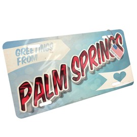 NEONBLOND Metal License Plate Greetings from Palm Springs, Vintage Postcard
