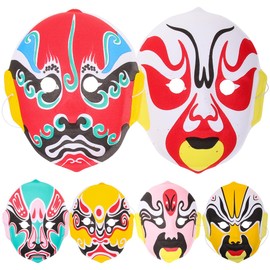 Lurrose 6pcs Sichuan Opera Transformation Decorative Chinese Decorative Cosplay Chinese Opera Performance Mask Decoration Party Wear-resisting Opera Flocking