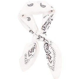 Wuliim 27.5" Satin Scarf (White) - Versatile Medium Square Fashion Scarf for Women | Silk Like Head Scarf Bandanas for Hair Wrapping | Soft & Chic Silky Neckerchief, Asthetic Handbag Scarf