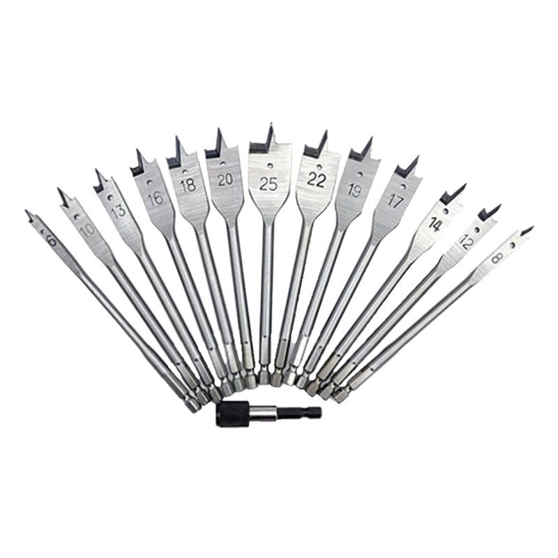 Dapetz ® 13Pc Wood Drill Bit Set Flat Spade Hex