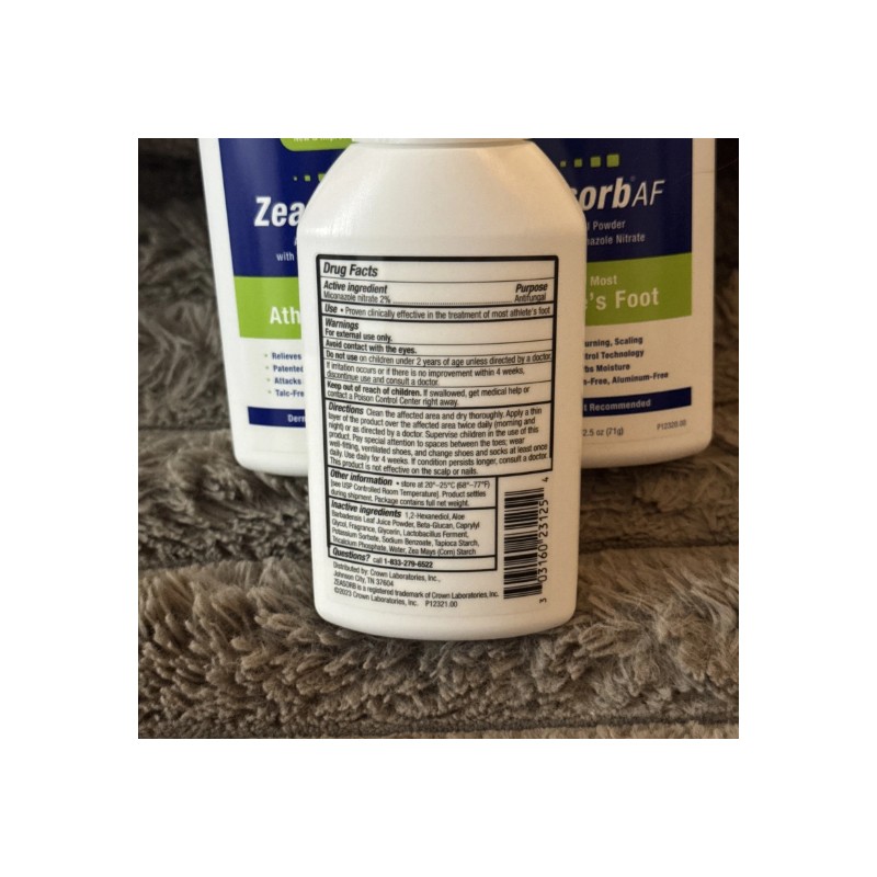 3x ZeasorbAF Anti Fungal Athlete's Foot Powder - 2.5 fl