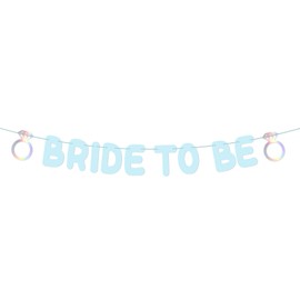 Bridal Shower Decorations, Pre-Strung Bride to Be Banner No DIY Bridal Shower Garland Holographic Rings Bachelorette Party Decor Hanging Backdrop for Wedding Engagement Party