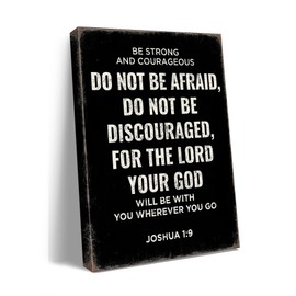 Be Strong and Courageous Joshua 1:9 Bible Verse Canvas Wall Art - Christian Scripture Inspirational Wall Decor for Prayer Room, Faith-Based Home Decor, Religious Gift for Women, Motivational Spiritual Living Room,bedroom Art. 16"X24",A-411