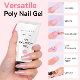 Makartt Makartt Poly Nail Gel: Natural Pink 50ML 3D Gel Nail Builder Salon Supplies Easy DIY at Home