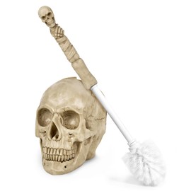 Toilet Brush and Holder Set for Bathroom,Skullduggery Skeleton Gothic Bathroom Decor Toilet Bowl Brush Set,Space Saving for Storage, Drip-Proof, Easy to Assemble, Deep Cleaning