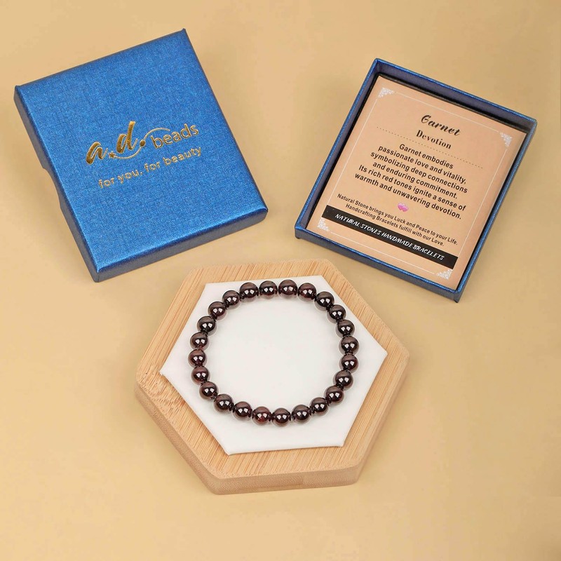 AD Beads Handmade Gemstone Stretch Elastic Bracelet Crystal Healing Reiki