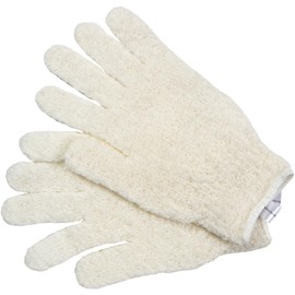 CALA - guantes de baño exfoliantes (1 par, color crema)
