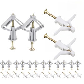 ANBOO Set of 100 expansion dowels, hollow wall dowels, suitable for opening 8-10 mm, sheet thickness 8-15 mm, plasterboard dowels, cavity dowels, butterfly, robust dowel set with screws for plasterboard