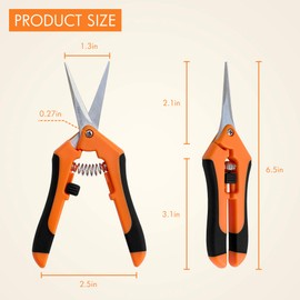 Gardzen 2-Pack 6.5'' Hand Pruner Pruning Shear, Functional Garden Scissors Cutter with Straight for Tackle Stems and Light Tree Branches