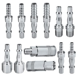 12 Pcs Air Compressor 1/4" BSP,Air Line Connectors Fittings with Male Female Thread, Air Line Fittings Hose Pipe Connector Couplings Connector,Air Coupler and Plug Kit Couplings Connector