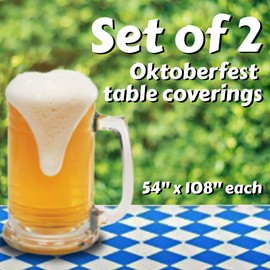 Oktoberfest Party Decoration: Table Cover 54" x 108" (2 Pack Plastic tablecloths)