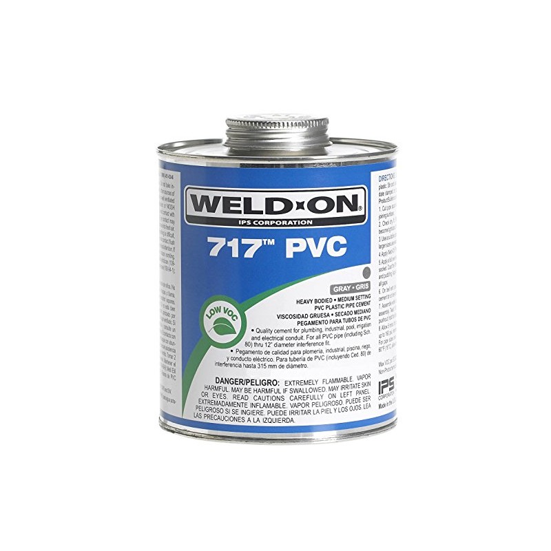 Weldon 1681-4113 10148 1 Pint 717 PVC Cement, Gray