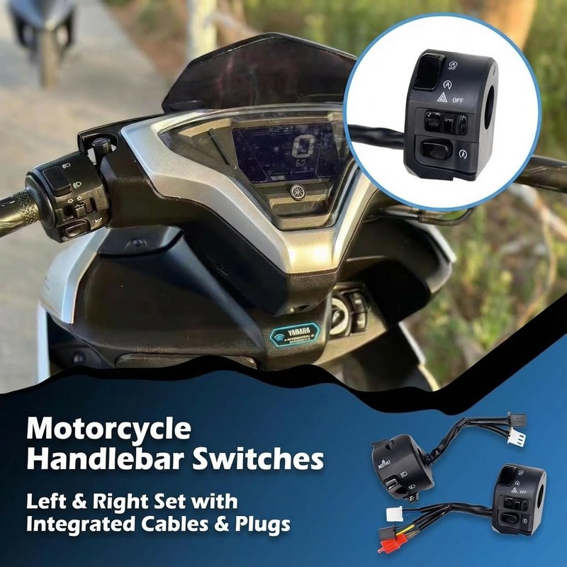 Universal 7/8" Motorcycle Handlebar Control Switch Set, Left & Right