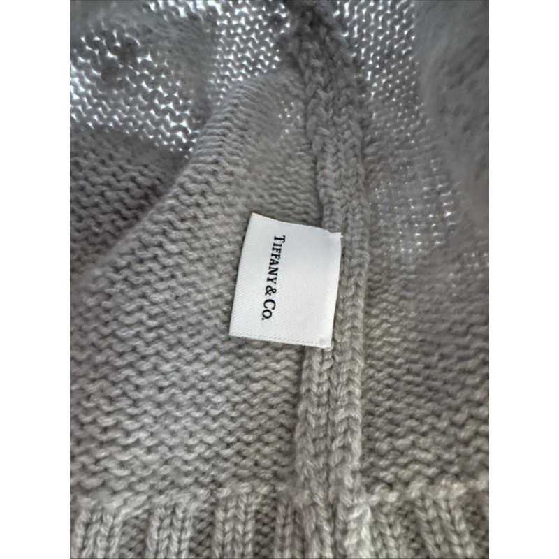 Tiffany & Co Cashmere Embroidered Scarf And Beanie Grey Onesize