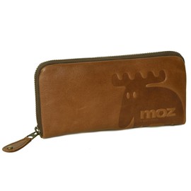 moz 86184 Genuine Leather Long Wallet, Round Zipper Closure, Elk, Elk, Elk, Women's, Braun