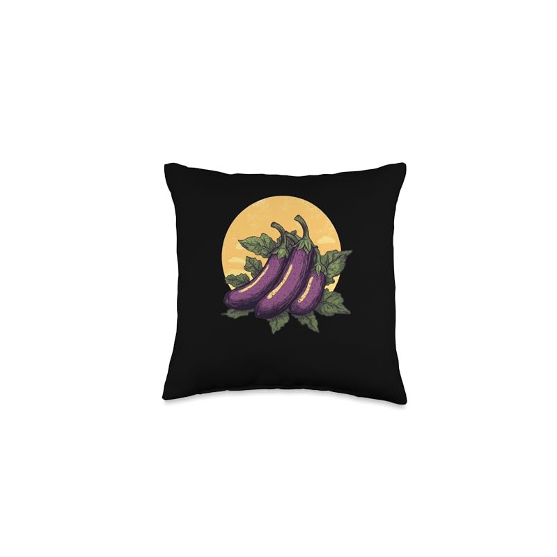 Chinese Eggplant Vintage Sunset Throw Pillow