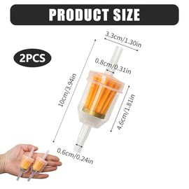 Universal Fuel Filter 6 mm/8 mm – In-Line Fuel Filter for Lawn Mowers, Motorcycles, Moped & Petrol Engines – Set of 2