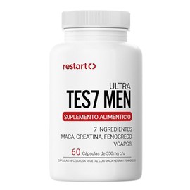 Restart Ultra TES7 MEN | Fórmula 7 en 1 con Maca Negra, Creatina, Fenogreco, Tribulus, L-Arginina, Zinc y Ácido Aspártico | Calidad Certificada en Lab